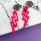 Neon Pink Lightning Bolt Earrings - Lost Minds Clothing