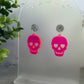 Neon Pink Skull Earrings - Lost Minds Clothing