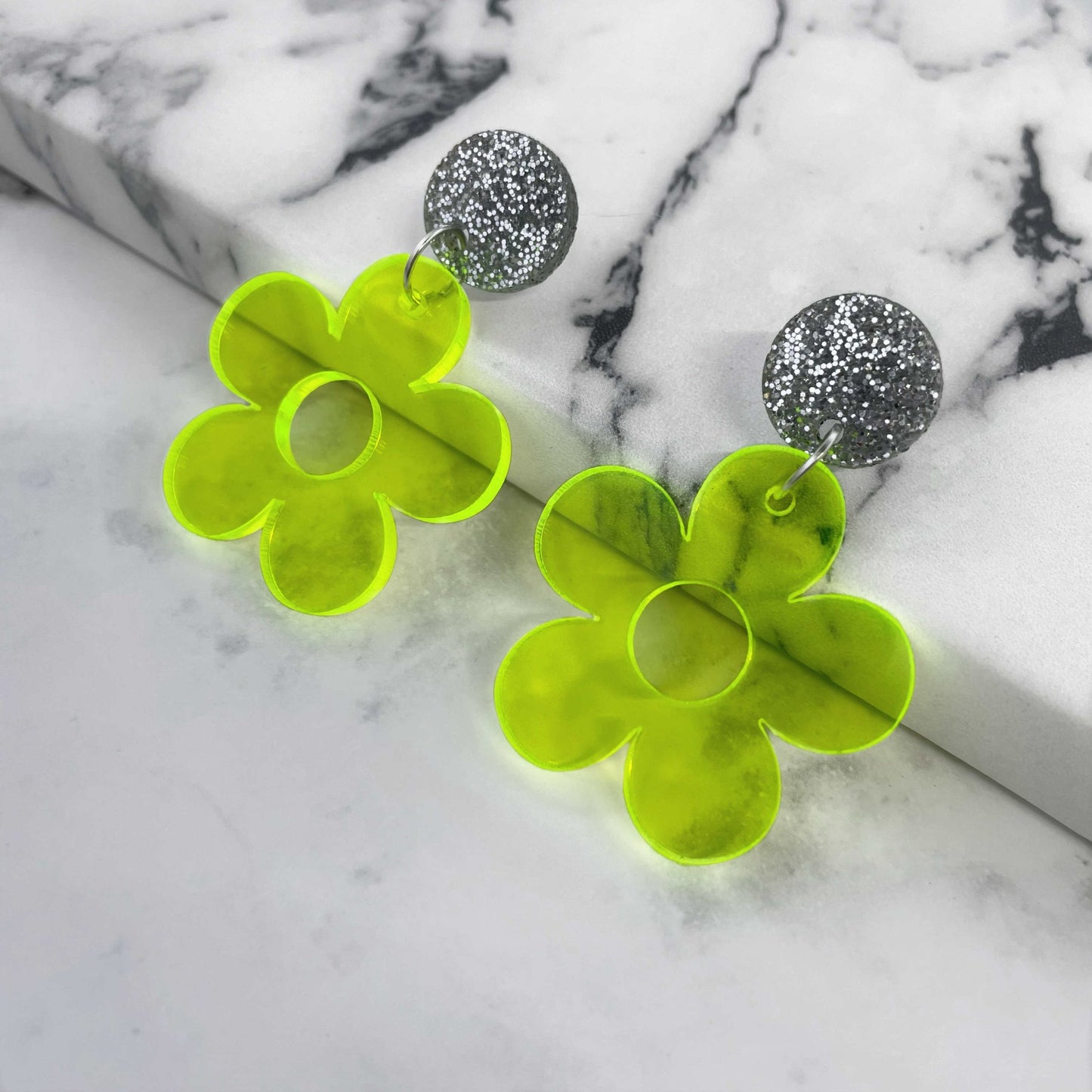 Neon Yellow Daisy Earrings - Lost Minds Clothing
