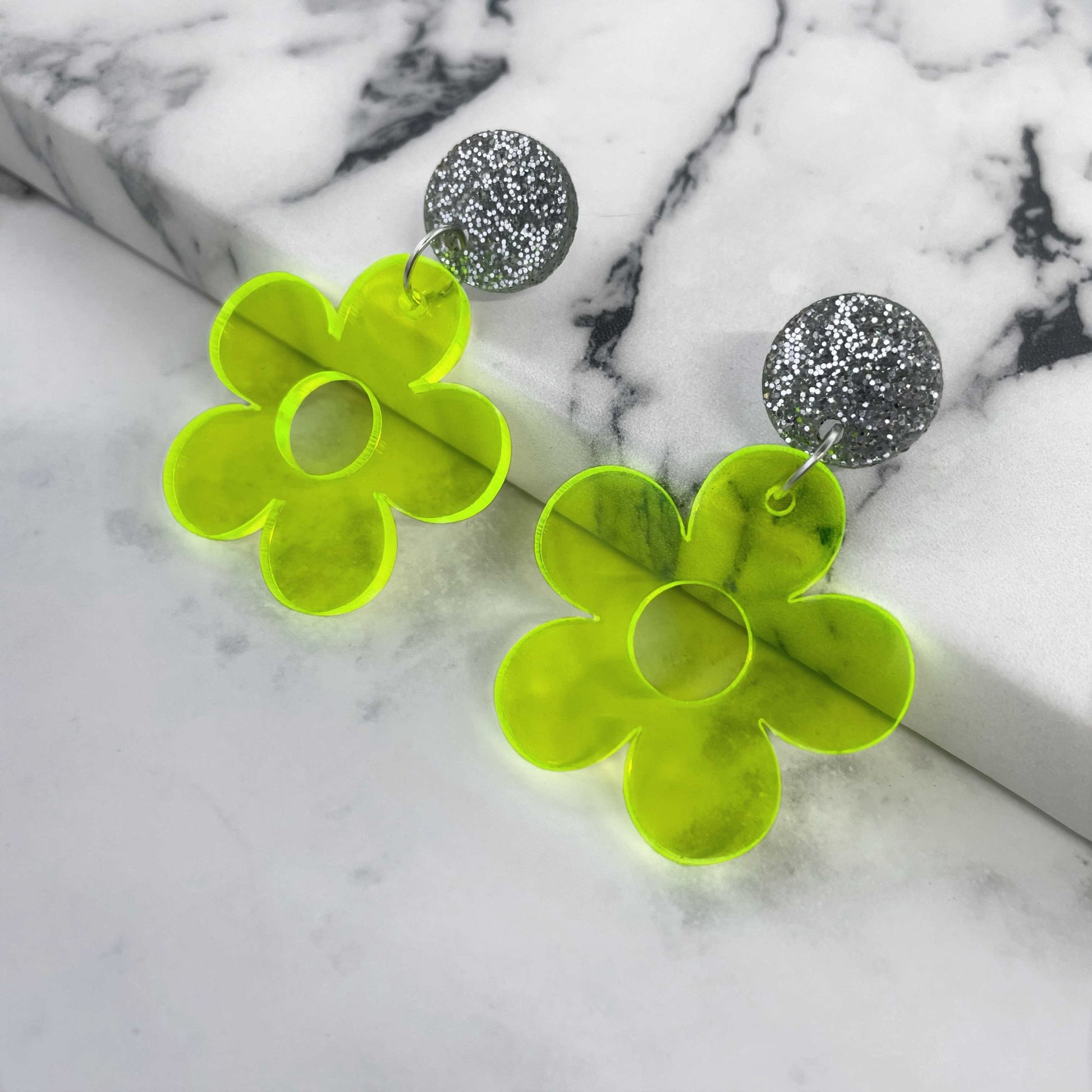 Neon Yellow Daisy Earrings - Lost Minds Clothing