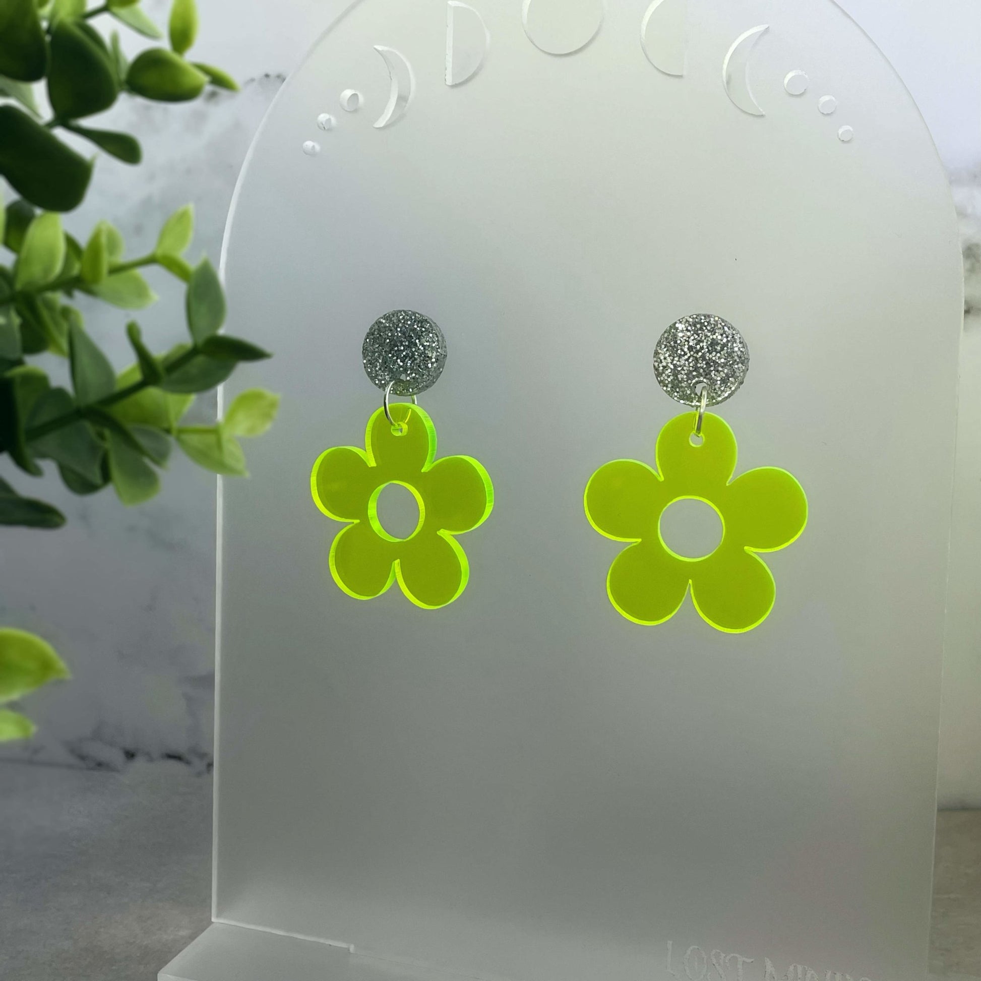 Neon Yellow Daisy Earrings - Lost Minds Clothing