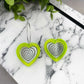 Neon Yellow Double Heart Hoop Earrings - Lost Minds Clothing