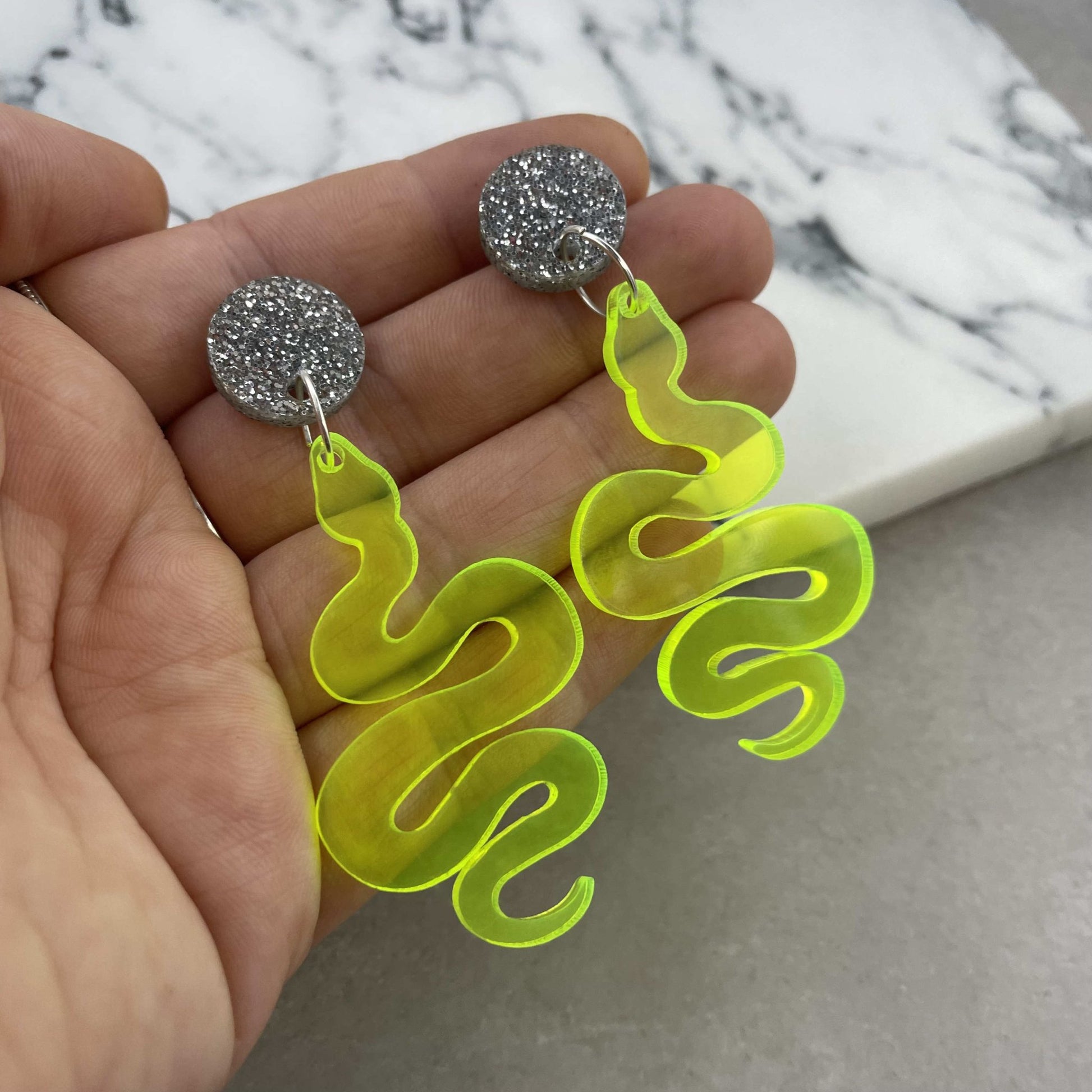 Neon Yellow Snake Earrings - Lost Minds Clothing