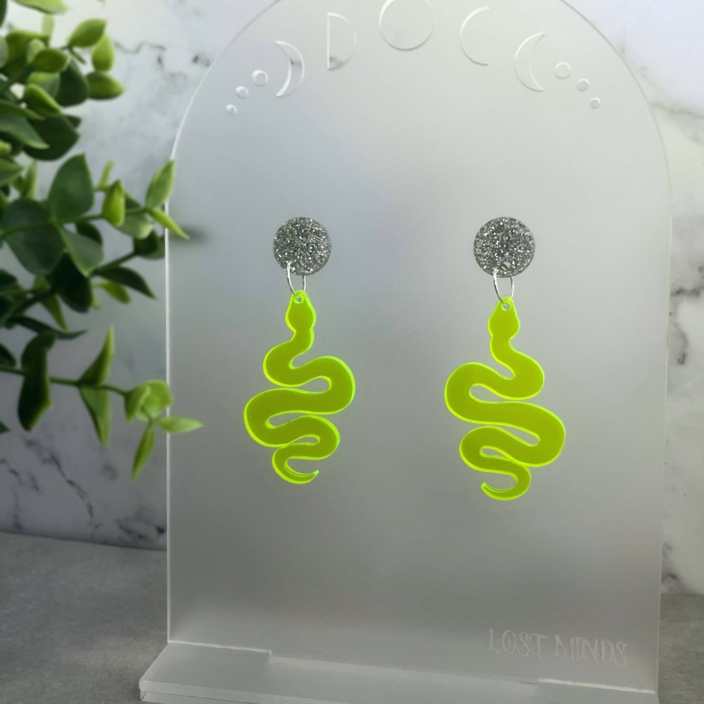 Neon Yellow Snake Earrings - Lost Minds Clothing