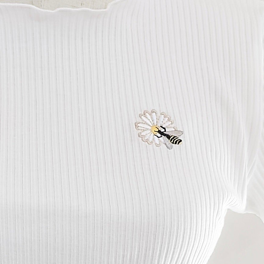Oh, Honey! White Embroidered Tee - Lost Minds Clothing