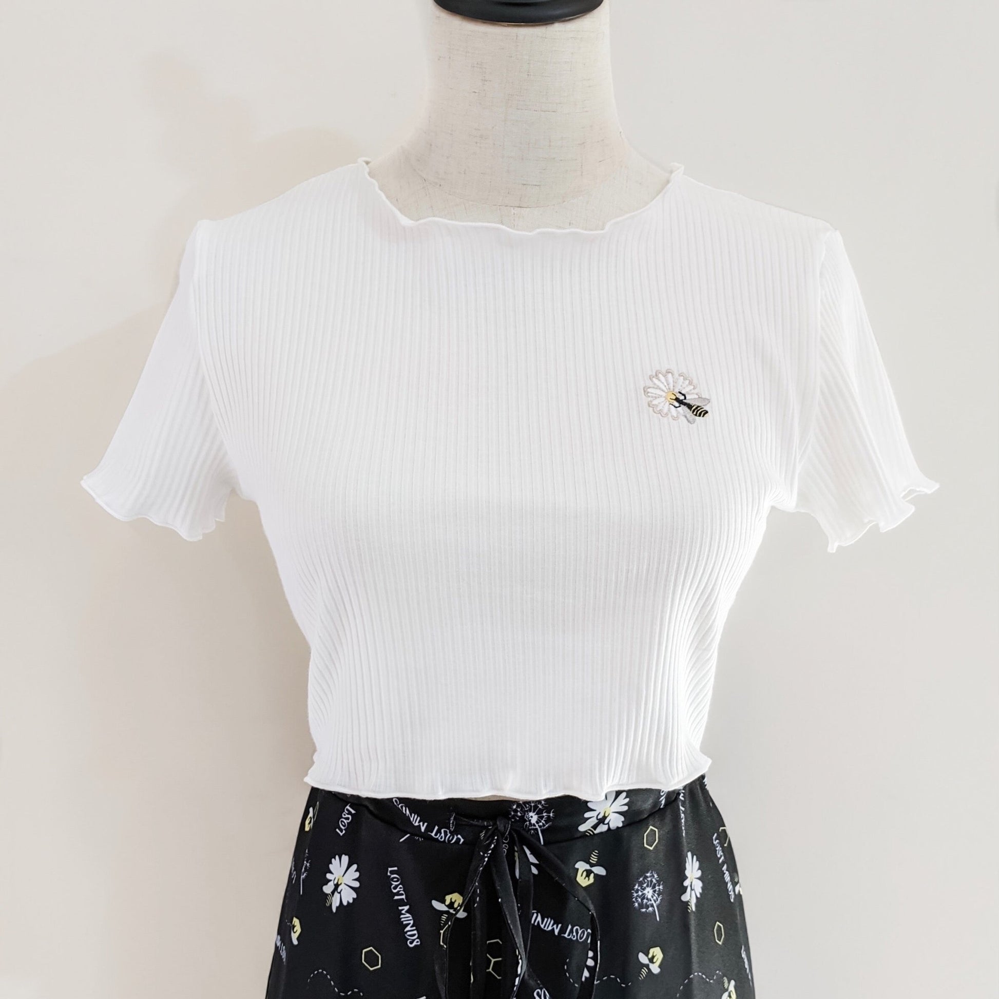 Oh, Honey! White Embroidered Tee - Lost Minds Clothing