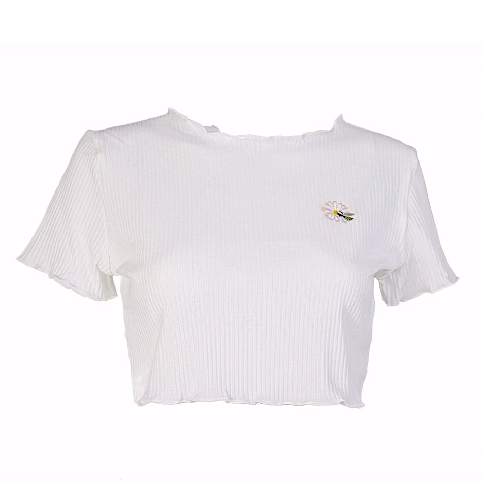 Oh, Honey! White Embroidered Tee - Lost Minds Clothing