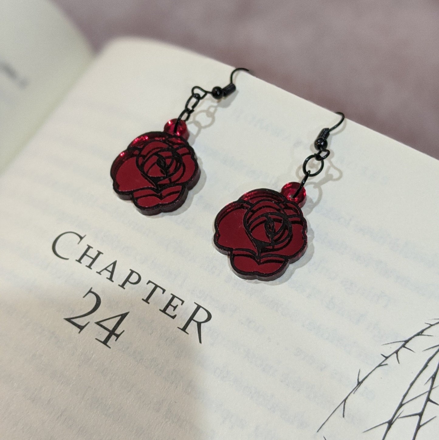 Red Rose Acrylic Earrings - Lost Minds Clothing