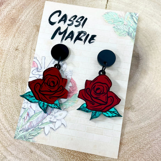 Rose Mirror Earrings - Cassi Marie X Lost Minds - Lost Minds Clothing