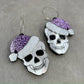 Santa Skull Earrings - Purple Glitter - Lost Minds Clothing