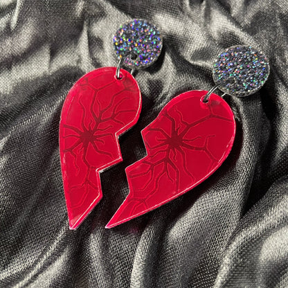 Shattered Heart Acrylic Earrings - Lost Minds Clothing