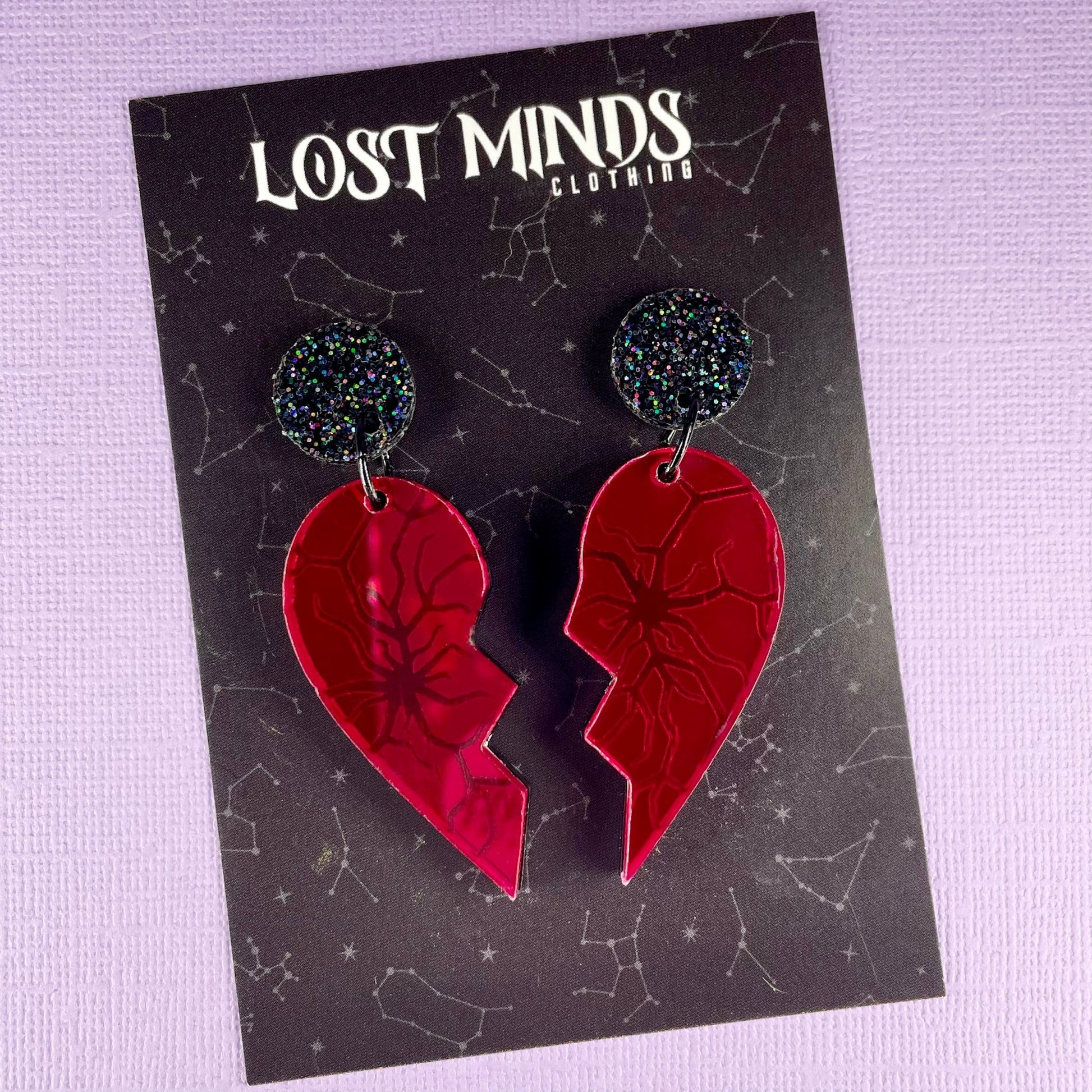 Shattered Heart Acrylic Earrings - Lost Minds Clothing