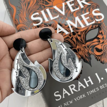 Silver Flame Acrylic Earrings - Lost Minds Clothing