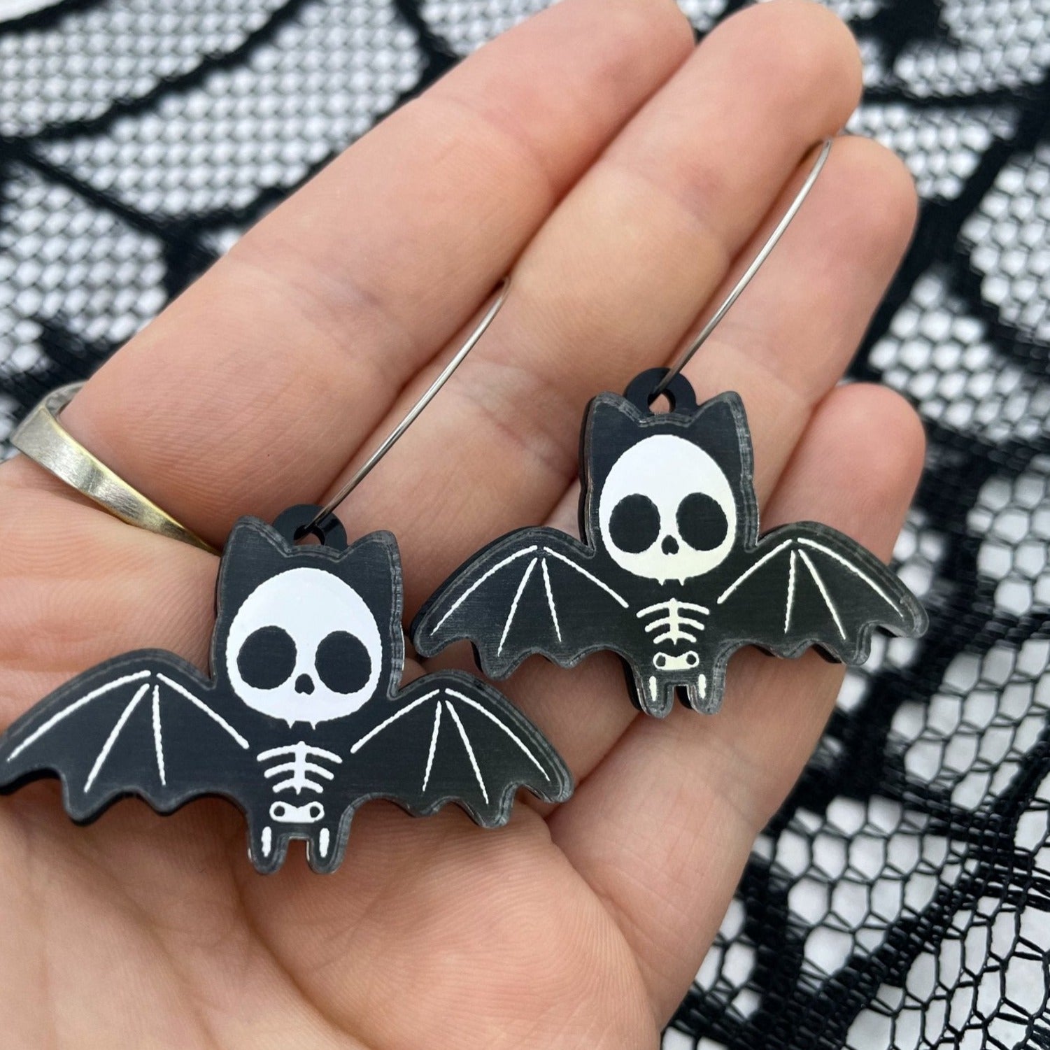 Skele-Bat Hoop Earrings - Lost Minds Clothing