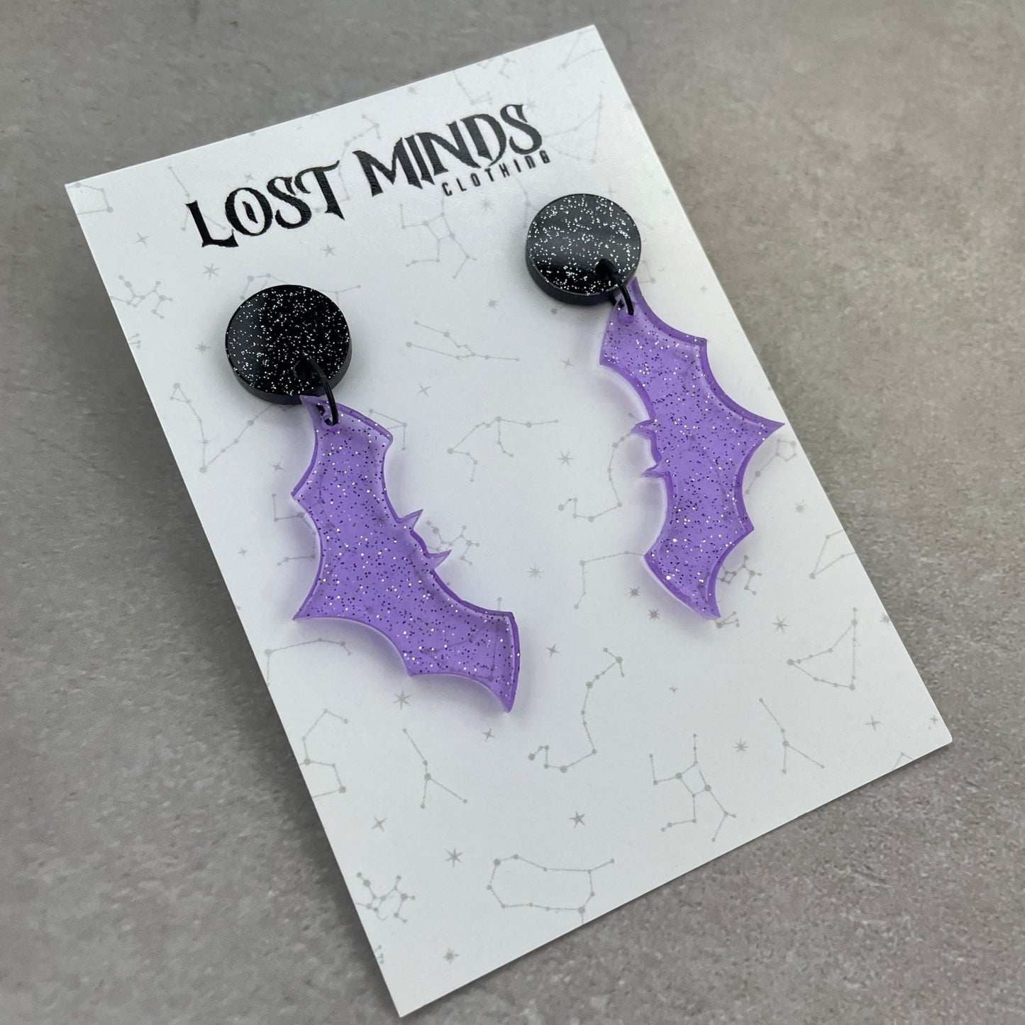 Spooky Sparkle Bat Earrings - Lost Minds Clothing