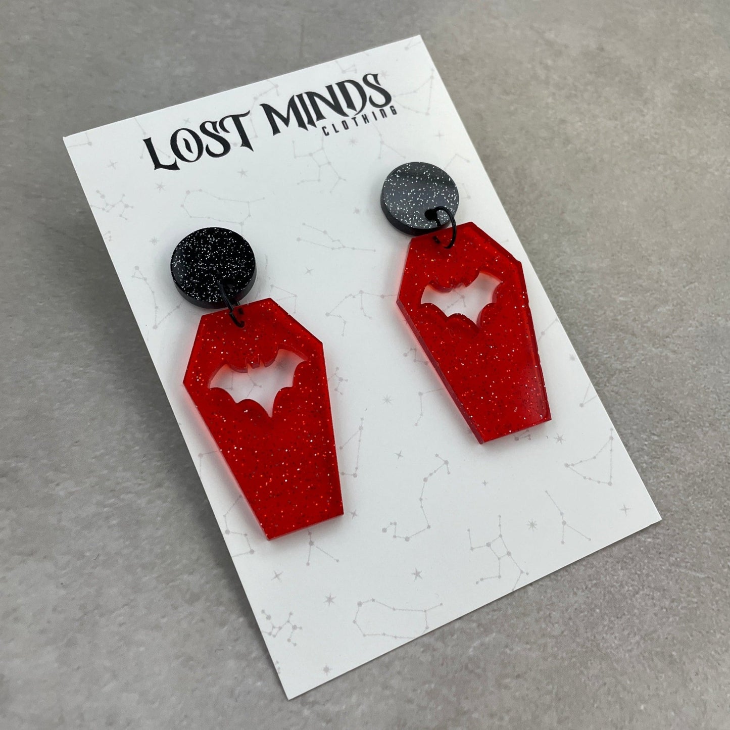 Spooky Sparkle Coffin Earrings - Lost Minds Clothing