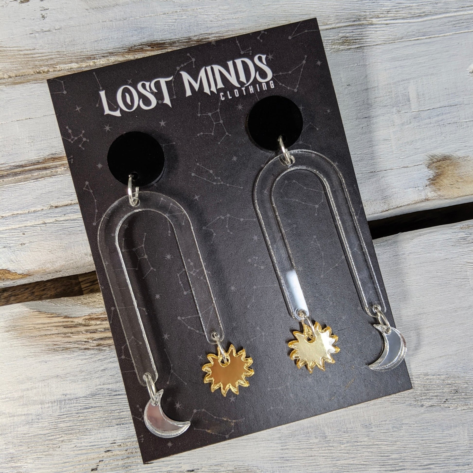 Sun and Moon Drop Acrylic Earrings - Lost Minds Clothing