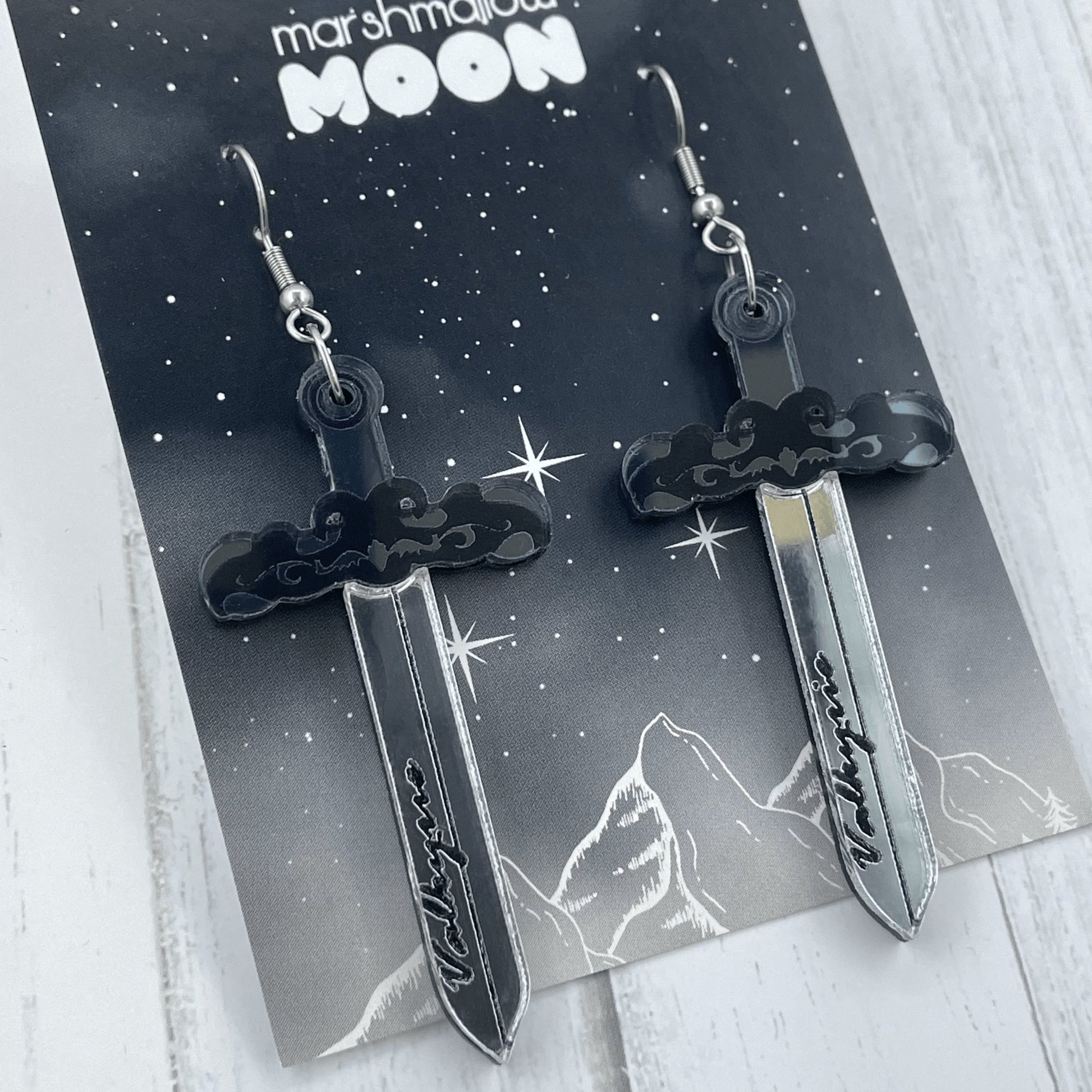Valkyrie Sword Acrylic Earrings - Lost Minds Clothing